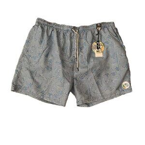 Spicy Tuna Swim Trunks Mens 4XL Blue White Geometric Pattern Pockets NWT